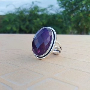 Purple <b>Amethyst</b> Ring 925 Sterling Silver Handmade Jewelry Gift For Her Elegant Women Fashion Gemstone Ring - Product Image 4