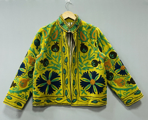 Hand Made Velvet Suzani <b>Jacket</b>, Handmade <b>Short</b> <b>Jacket</b>, Uzbek Embroidery <b>Jacket</b>, Women's Overcoat - Product Image 1