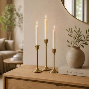 ILAHI's Vintage <b>Brass</b> Handmade Tapered <b>Candlestick</b> <b>Holder</b> Embossing Printing Design 1 Color High Quality Heat Resistant Home - Product Image 6