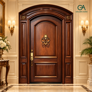 Porte d'entrée extérieure en bois massif de style méditerranéen, panneau arqué, panneaux latéraux, décoration de villas et d'appartements de luxe, sur mesure GA-38S - Product Image 5