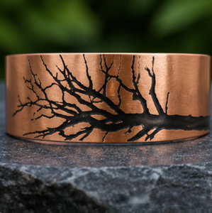Authentic Woodland Branch <b>Engraved</b> Pure Metal Open Cuff <b>Bangle</b> Fashionable Metal Jewelry Exquisite Craftsmanship - Product Image 4