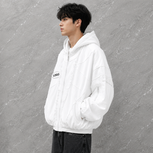 เสื้อฮู้ดดี้ Glory Custom Oversized แบบซิป แต่งผ้าปะติดปะต่อ ลุคใหม่ทันสมัย ผลิตจากผ้าฝ้าย 100%  รับสกรีนโลโก้ตามสั่ง สำหรับทุกเพศ - Product Image 6