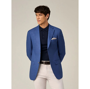 Blazer bleu pour homme SHAGHAF, simple boutonnage, revers cranté, style italien, costume d'affaires, anti-plis, polyester tissé 220g, coupe classique - Product Image 3