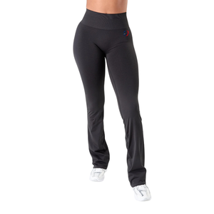 Pantalon long évasé taille ultra haute noir pour femme, extensible, respirant, pour le sport, le fitness, le yoga et l'entraînement, vêtement de performance athlétique - Product Image 3