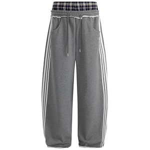 Pantalon de jogging décontracté surdimensionné pour hommes, taille élastique, délavé à l'acide, en molleton épais, personnalisable, vente en gros - Product Image 1
