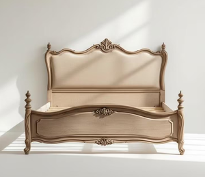 Cama de Madera Sólida y Elegante con Tallados a Mano y Acabado Excelente, Duradera y con Estilo para Juego de Dormitorio y Muebles para el Hogar - Product Image 1