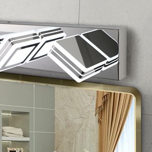 Lampada da Parete Moderna a 7 Luci LED Cromata da 45 Pollici con Paralumi Quadrati in Acrilico per Illuminazione Specchio Bagno - Product Image 6