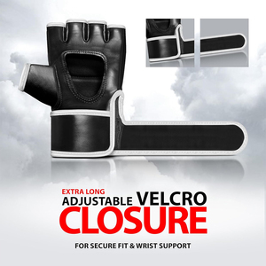 Guantes de entrenamiento de MMA de cuero con correas ajustables de gancho y bucle en la muñeca, ligeros y con protección UV. - Product Image 5