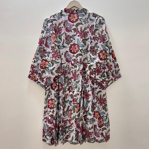 Vestido Casual Midi para Mujer, Tejido 100% Algodón, Liso, Manga Corta, Cintura Imperio, Estilo Babydoll, Cuello en V, Holgado, Funcional - Product Image 2