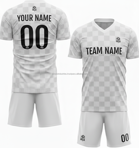 Maillot de football unisexe de haute qualité à manches courtes et col en V, ensembles d'uniformes de football, service OEM, 100% polyester, 320g, respirant, faible MOQ - Product Image 3