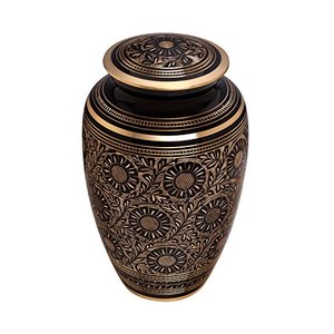 Magnificent Brass Adult Cremation Memorial Funeral Urn <b>Ash</b> <b>Keepsake</b> Holder Featuring Decorative Secure Threaded Lid Design - Product Image 1