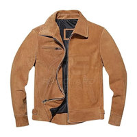 Jaket Kulit Sapi Suede Premium Pria Slim Fit Lembut Asli Kasual Musim Dingin Streetwear Klasik Fashion Outerwear Depan