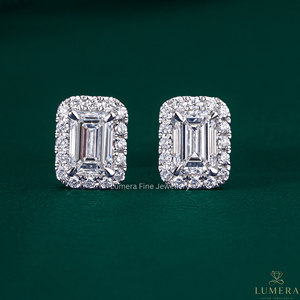 Custom Emerald Cut Lab Grown Diamond Cluster <b>Earrings</b> <b>Fine</b> 18k Solid Gold Jewelry OEM ODM Service Minimalist Unisex Party - Product Image 1