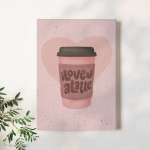 Décoration murale festive, illustration mignonne de tasse de café latte, impression d'art minimaliste pour bar à café, décoration murale pour la maison - Product Image 1