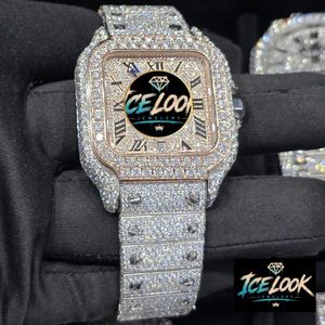 Reloj de Lujo para Hombre ICE LOOK JEWELRY, Cristal de Zafiro Cuadrado, Puntero, Alta Calidad, 40 mm, Acero Inoxidable, Analógico, Cuarzo, Botón de Presión - Product Image 2