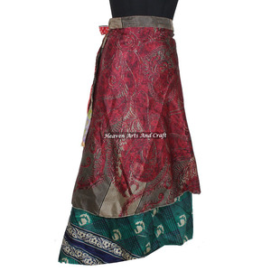 Trendy Party Wear Sari Silk <b>Long</b> Wrap <b>Skirts</b> for Girls Newest <b>Summer</b> Printing Girls Silk <b>Skirt</b> Indian Silk Wrap Vintage Women - Product Image 5