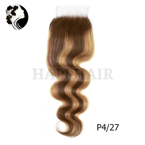Venta caliente Hali 100g 4x4 Body Wave Remy Cierre de encaje vietnamita Frontal Todos los colores Opciones de teñido Extensiones humanas dibujadas individuales - Product Image 4
