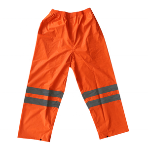 Orange Hi Vis Waterproof Chemical & Oil Resistant Rain Suit 2 Piece 190T Polyester <b>PVC</b> Coated Reflective Safety Raincoat Set - Product Image 5