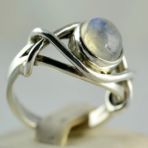 Rainbow Moonstone <b>Ring</b> 925 Sterling Silver Handmade Statement Promise <b>Ring</b> for Women Boho Round June Birthstone Jewelry - Product Image 2