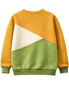 เสื้อสเวตเชิ้ตผู้หญิงสีเหลืองและเขียวแบบคัลเลอร์บล็อก คอวี ทรงหลวม สไตล์ลำลอง สำหรับฤดูหนาว ผลิตตามสั่ง แฟชั่นเสื้อผ้าโอเวอร์ไซส์ - Product Image 2