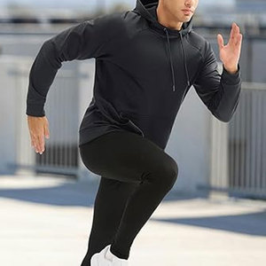 เสื้อฮู้ดออกกำลังกายผู้ชายทรงสลิมฟิต ผ้าเนื้อยืด เหมาะสำหรับการฝึกเวท วิ่ง และฟิตเนส - Product Image 4