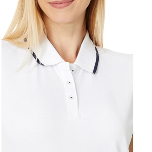 Camiseta Polo de Manga Corta Transpirable para Mujer, Casual, Lisa, Blanca, de Verano, Proveedor Mayorista - Product Image 3