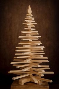 Décoration de sapin de Noël moderne en bois avec lumières LED blanc chaud, fonctionnant sur piles, pour intérieur, artisanale, en forme de pin - Product Image 3