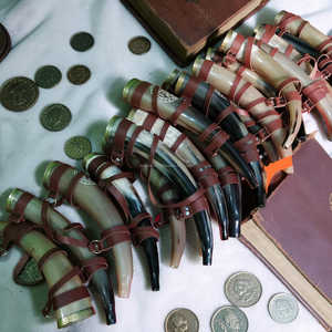 Handcarved Viking Ox Horn Authentic Blowing Horn with Leather Strap for Display and Use At Low Price - Product Image 3