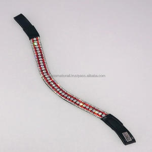 Banda de cejas de cristal brillante de cuero de alta calidad para caballos Diseñador cómodo Mejor precio con piedras personalizadas banda de cejas Bling - Product Image 3