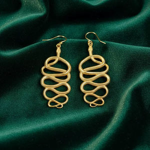 Wholesale Brass Snake Design Hoop Earrings Gold Color Bohemian Style <b>Huggie</b> Earrings for Women - Product Image 1