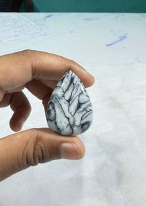Cabochon de Jaspe Pinolithe Naturel, Pierre Précieuse en Cristal pour Création de Bijoux, Fourniture de Pierres de Guérison, Blanc et Noir - Product Image 3