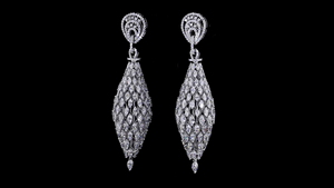 Boucles d'oreilles pendantes de luxe en diamant marquise, plaqué or blanc rhodié, diamants de laboratoire, pour mariée - Product Image 2