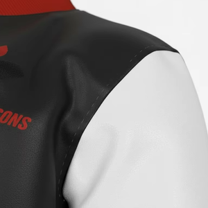 Men Baseball Varsity Jacket Contrast Color Sleeves Snap <b>Button</b> Casual Jacket Wholesale - Product Image 5