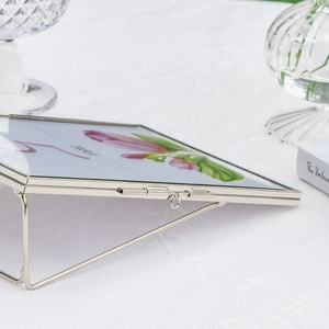 Home, Weddings and Events Decorations Silver Metal <b>Frame</b> Glass <b>Photo</b> <b>Frames</b> with Stand for Table Marking - Product Image 4