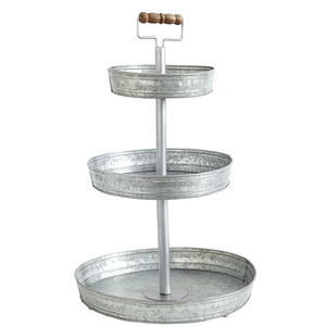 Autumn Alley - Soporte de exhibición redondo rústico galvanizado de 3 niveles con forma de corazón, bandeja de metal vintage de estilo rústico para cupcakes - Product Image 5