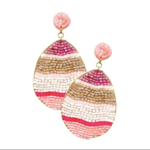 Boucles d'oreilles pendantes classiques en forme de goutte d'eau, motif œuf de Pâques, multicolores, à rayures, pour femme - Product Image 1