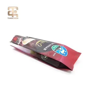 Biodegradable Plastic Different Size Red Side Gusset Sealed Coffee Bean Packing Tea Pouch Packaging Bags