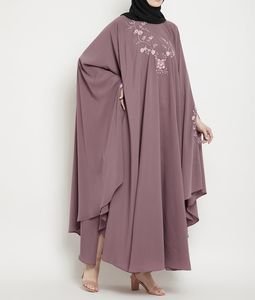 Best Quality Women Abaya Kaftan Dress Handmade Turkish Floor Length Long Sleeve Soft Breathable Polyester Floral Loose Fit - Product Image 1