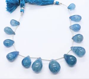 Perles de quartz bleu naturel AAA, forme goutte d'eau lisse, 10x15-15x21MM, perles de quartz bleu en forme de goutte, 8 pouces, perles de quartz lisses en forme de larme - Product Image 5