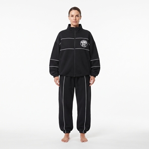 Ensemble de survêtement noir pour femme Hawk Eye, veste à col montant zippée et pantalon de jogging - Product Image 5