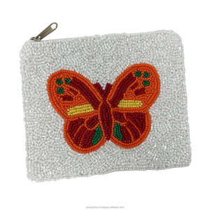Bolso de mano tipo clutch con cuentas naturales, hecho a mano, con cremallera, bordado colorido, diseño de rayas arcoíris, tamaño personalizado, para fiesta - Product Image 6