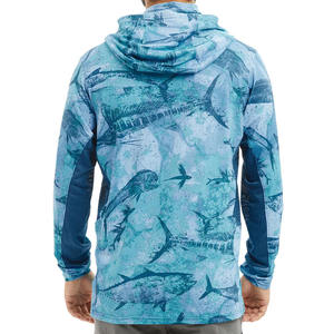 Sweat à capuche unisexe pour la pêche, pull-over uni UPF 35 anti-UV, manches longues, vêtements d'extérieur avec logo personnalisé et tissu 160g - Product Image 4