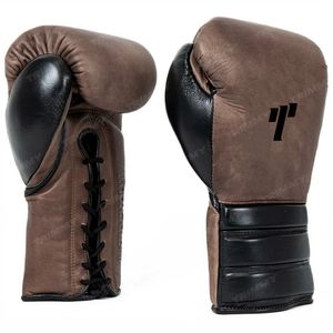 Leather MMA Gloves with Lace-Up Wrist <b>Straps</b> and Logo for Adults Training and Sparring - Product Image 5