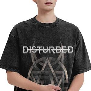 Camisetas de la banda Disturbed para hombre, cuello redondo, 100% algodón, camisetas lavadas, camisetas de manga corta, ropa estampada - Product Image 1