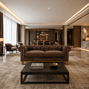 Sofá de Tela de 1 Plaza de Diseño Moderno en Madera de Teca Sólida de Lujo para Hotel, Villa, Apartamento y Sala de Estar - Product Image 6