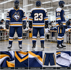 Jersey de Hockey sobre Hielo Azul Marino para Hombre, Número 23, Sublimado, Transpirable, de Poliéster - Product Image 2