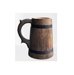 Mug en bois de haute qualité, taille personnalisée, fournisseur en gros, mug en bois de forme baril, tasse viking moderne de luxe en bois et acier inoxydable - Product Image 3