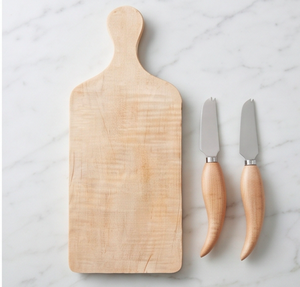 Juego de cuchillo y tabla para queso de acero inoxidable con acabado plateado y mango de madera, utensilios de cocina para cortar queso en la cocina. - Product Image 1