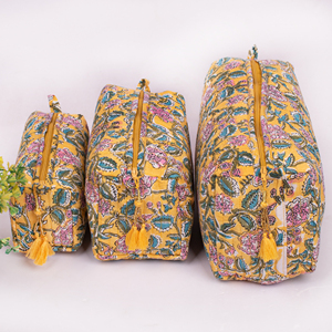 Juego de Bolsas de Maquillaje de Lujo Hechas a Mano con Estampado de Bloques, Ecológicas, Resistentes al Agua, de Gran Capacidad, para Guardar Cosméticos de Viaje - Product Image 1