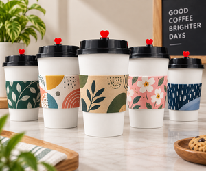 ปลอกหุ้มแก้วกาแฟแบบใช้แล้วทิ้ง ลายดอกไม้ ย่อยสลายได้ เป็นมิตรกับสิ่งแวดล้อม ทำจากกระดาษลูกฟูก - Product Image 2